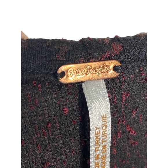 Free People Sunset Puff Sleeve Mini Dress Square Neck Black Combo Size Large - Picture 12 of 12